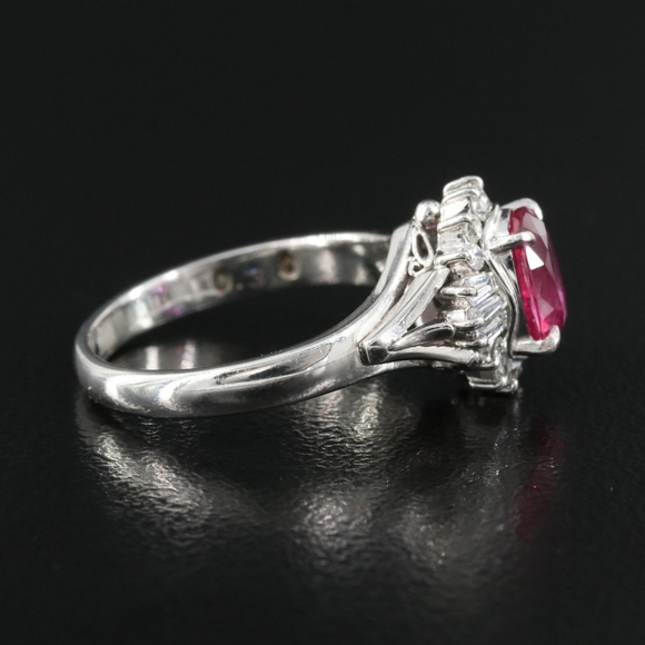 Platinum 1.11CT RUBY and Diamond Ring With GIA Report - Picture 3 of 9